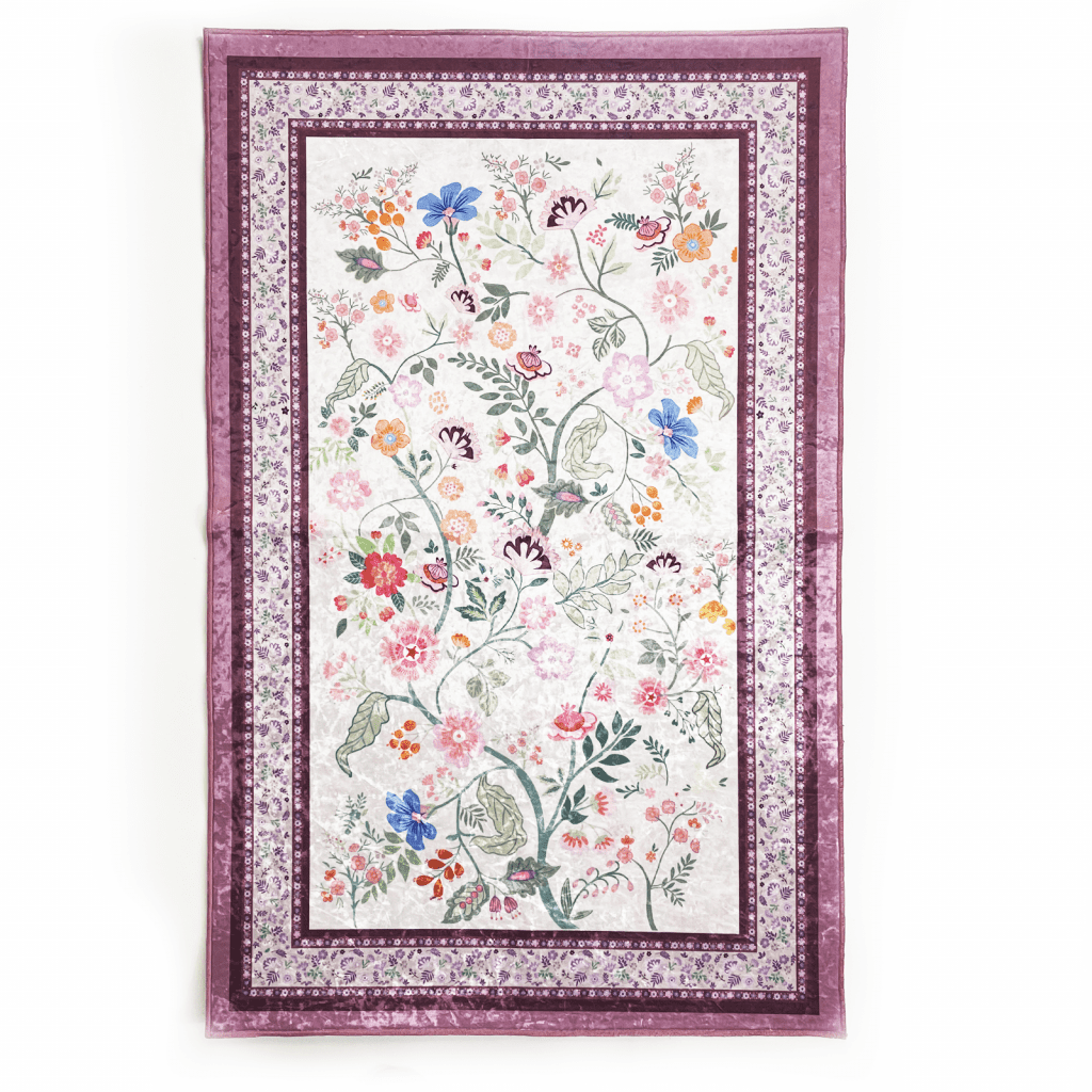 Adults Purple Floral Velvet Prayer Mat Islamic Prayer Mats
