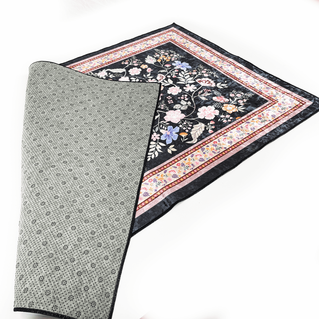 Adults Black Velvet Prayer Mat Islamic Prayer Mats