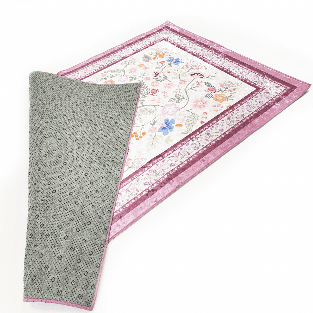 Adults Purple Floral Velvet Prayer Mat Islamic Prayer Mats