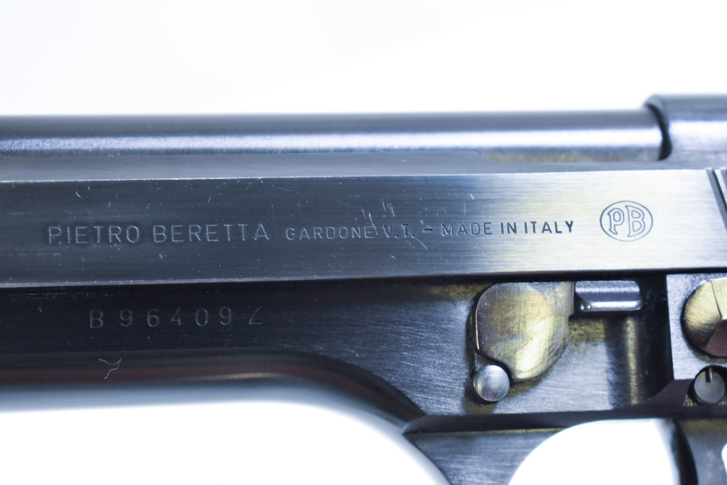 SOLD LIKE NEW BOX EARLY 1980'S BERETTA MODEL 92SB COMPACT 9mm PISTOL, WALNUT GRIPS, TONY SOPRANO