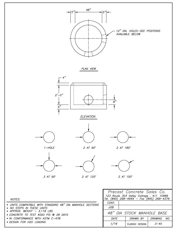 Manholes Precast Concrete Sales Company