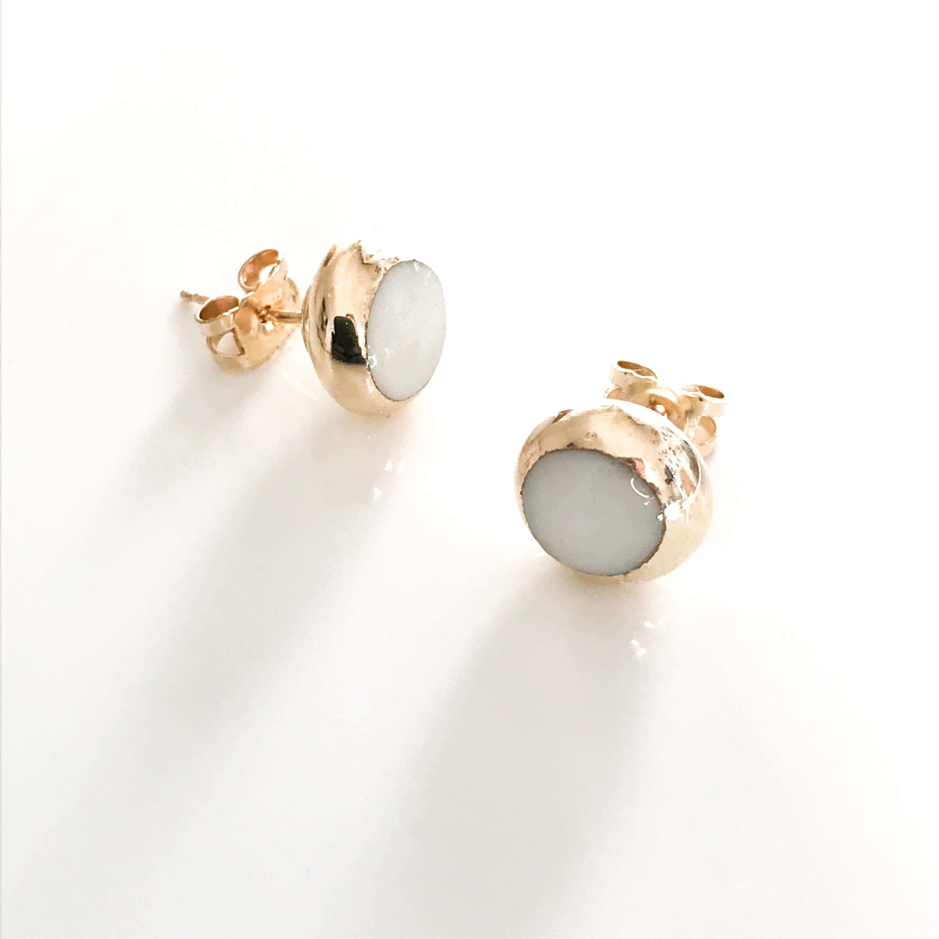 9ct Gold Button Earrings Large Precious by Kerry