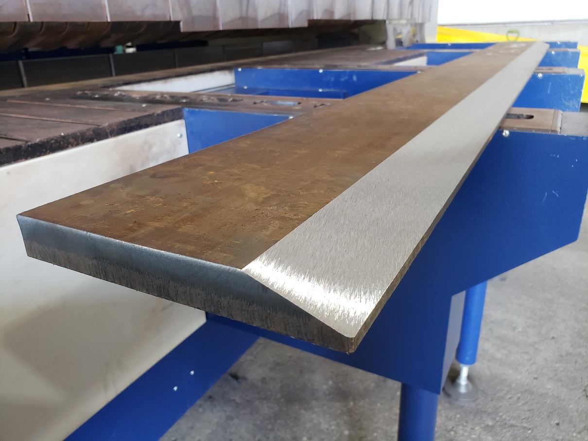 Before and After AR 400 Armor Plate with 70 Degree Bevel Precision Bevel