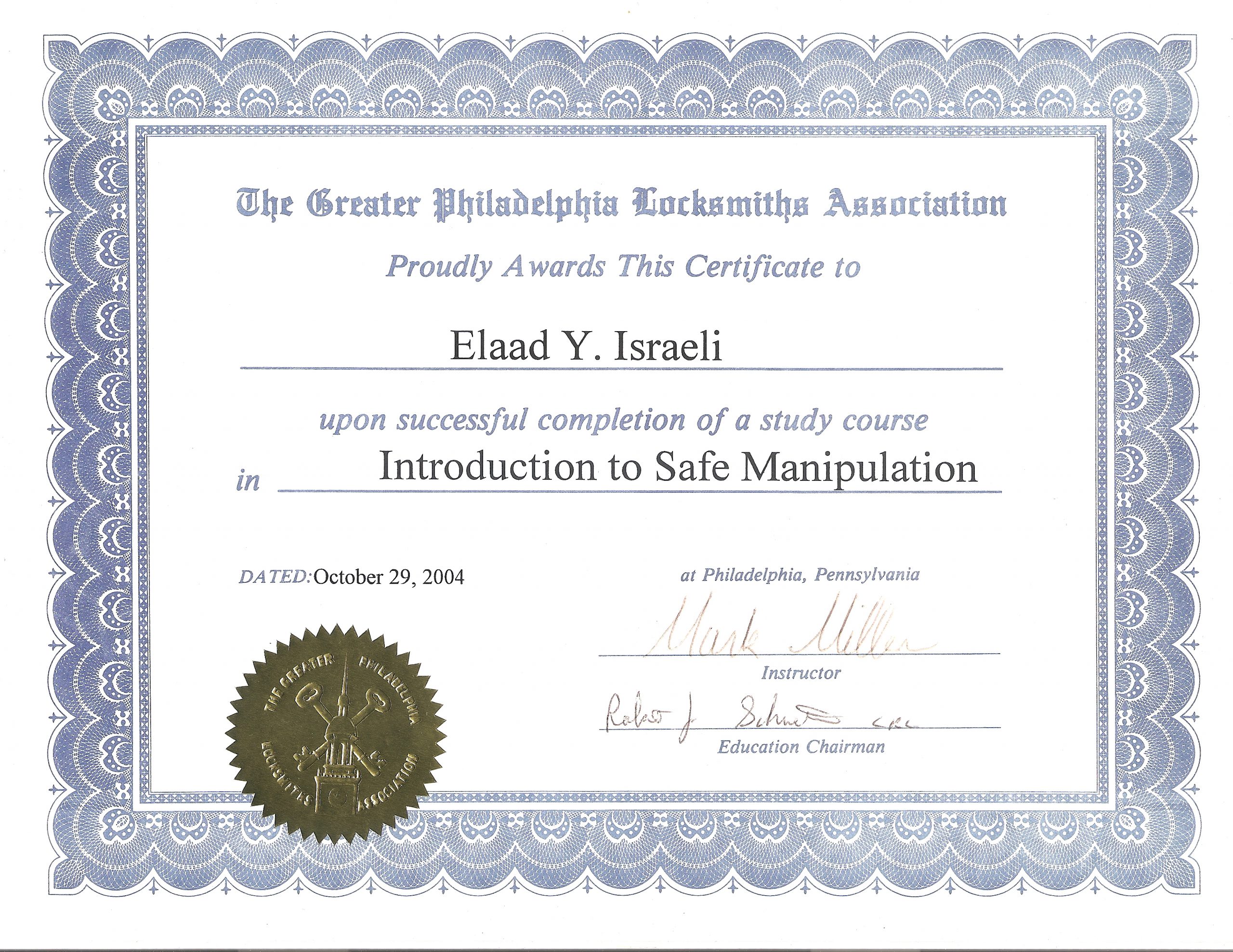 Certifications Locksmith, Safe Sales & Service, Residential & Commercial