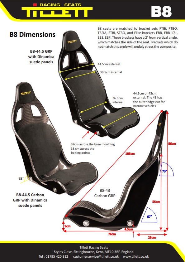 Precision Racing Tillett B8 Carbon Race Seat Precision Racing