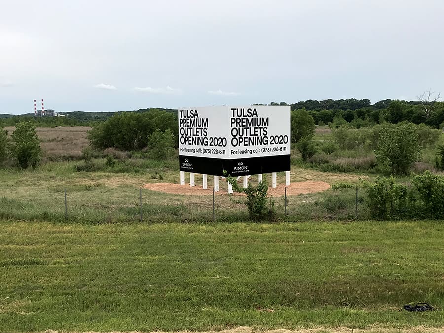 Tulsa Premium Outlet Malls Coming Soon Sign in Jenks Precision Sign