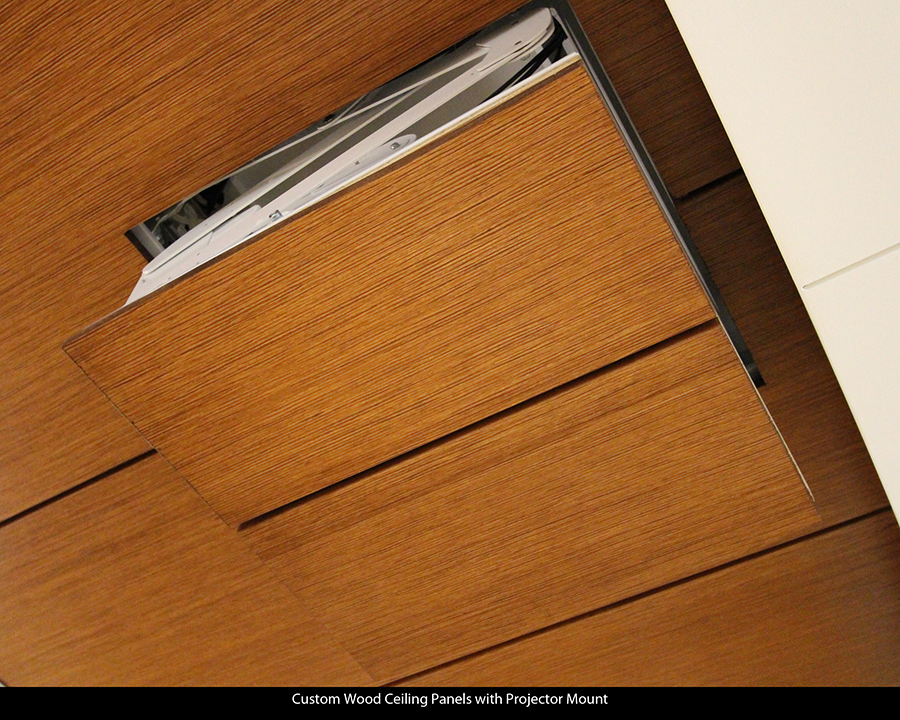 Custom Wood Ceiling Panels with Projector Mount from Precision Walls