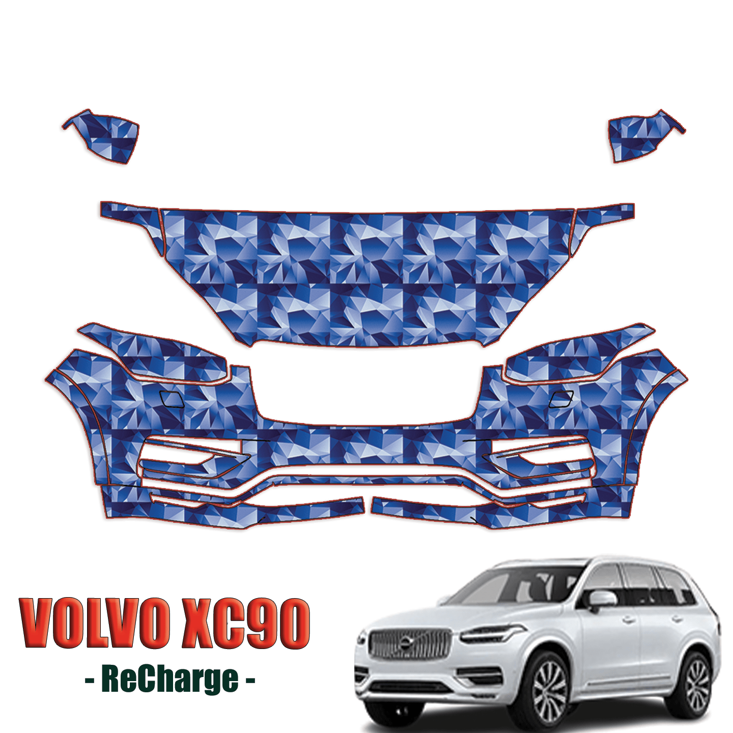 20202024 Volvo XC90 ReCharge Precut Paint Protection PPF Kit Partial Front