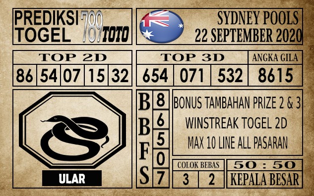 Prediksi Sydney Pools Hari ini 22 September 2020 » PREDIKSI BEBAS