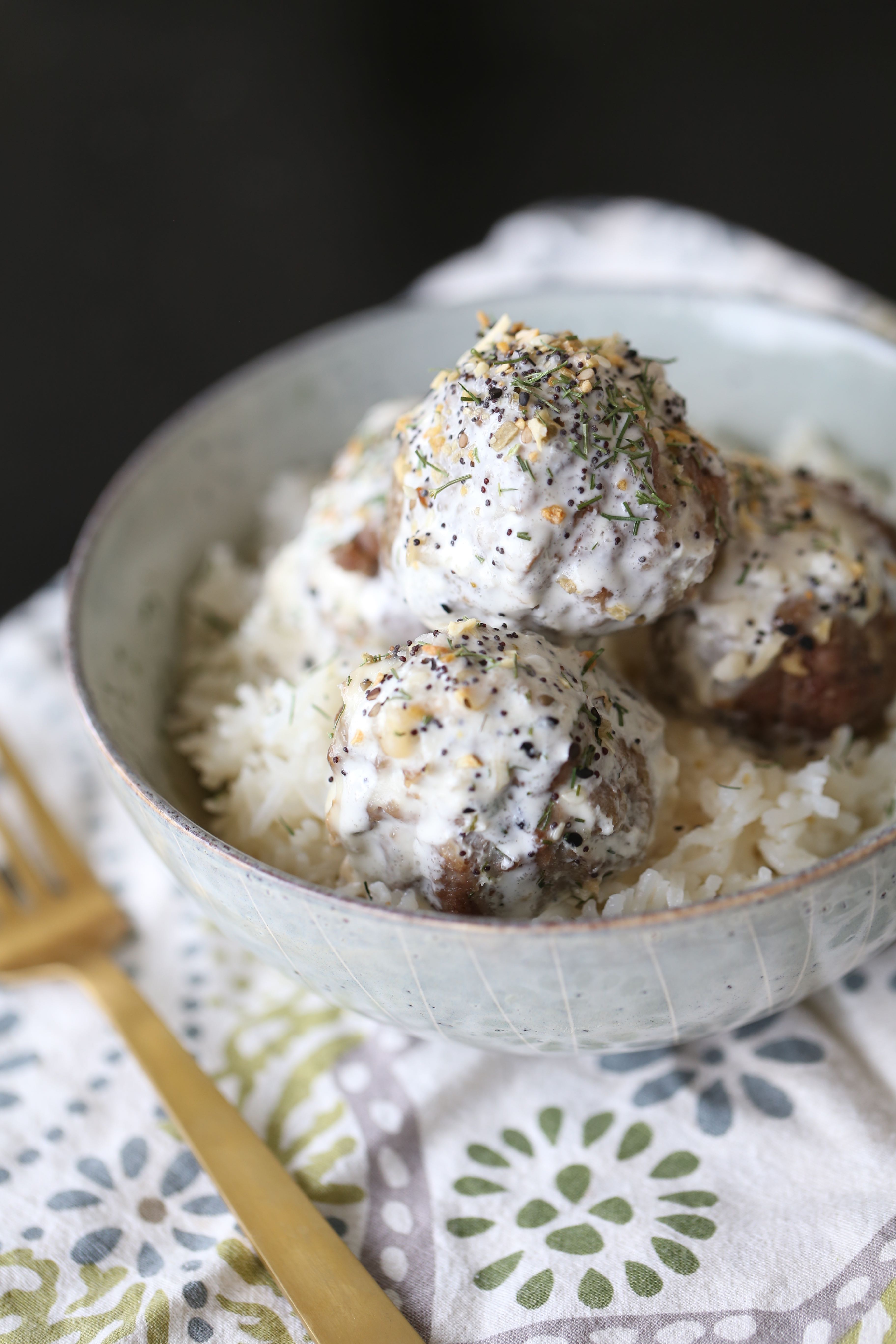 Bagel Meatballs with Cream Cheese Gravy
