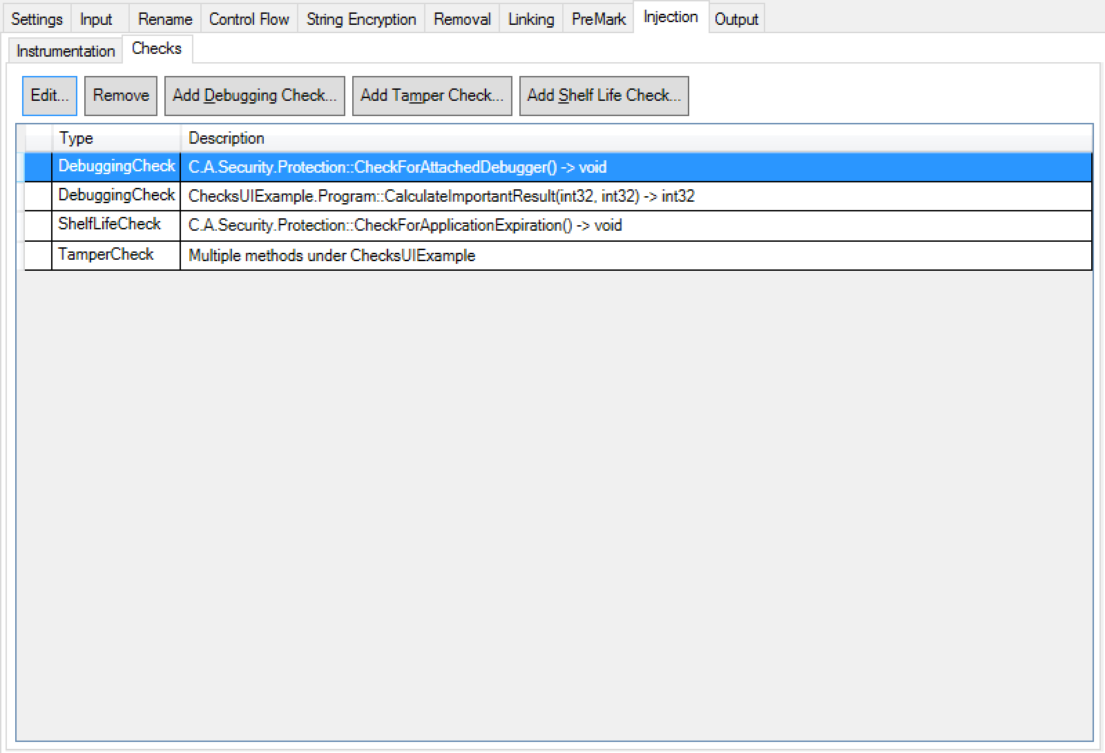 The Injection Editor Dotfuscator User Guide 4.33