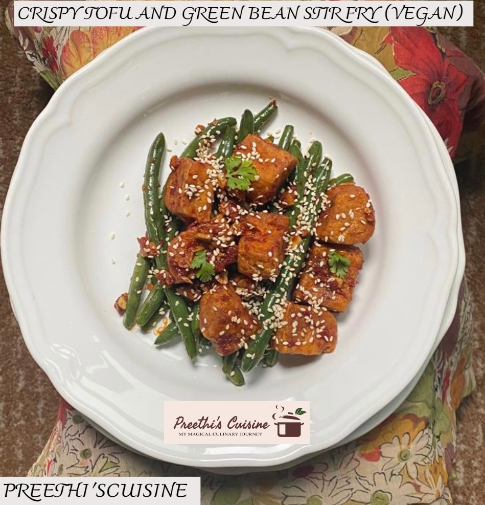 CRISPY TOFU AND GREEN BEAN STIR FRY (VEGAN)