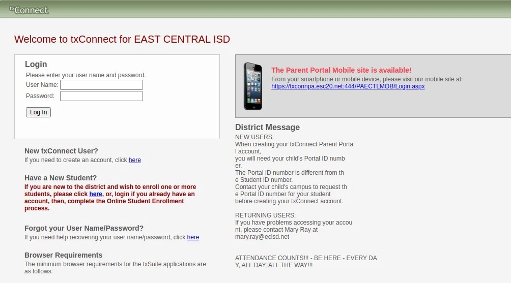 Access To Your TxConnect Parent Account