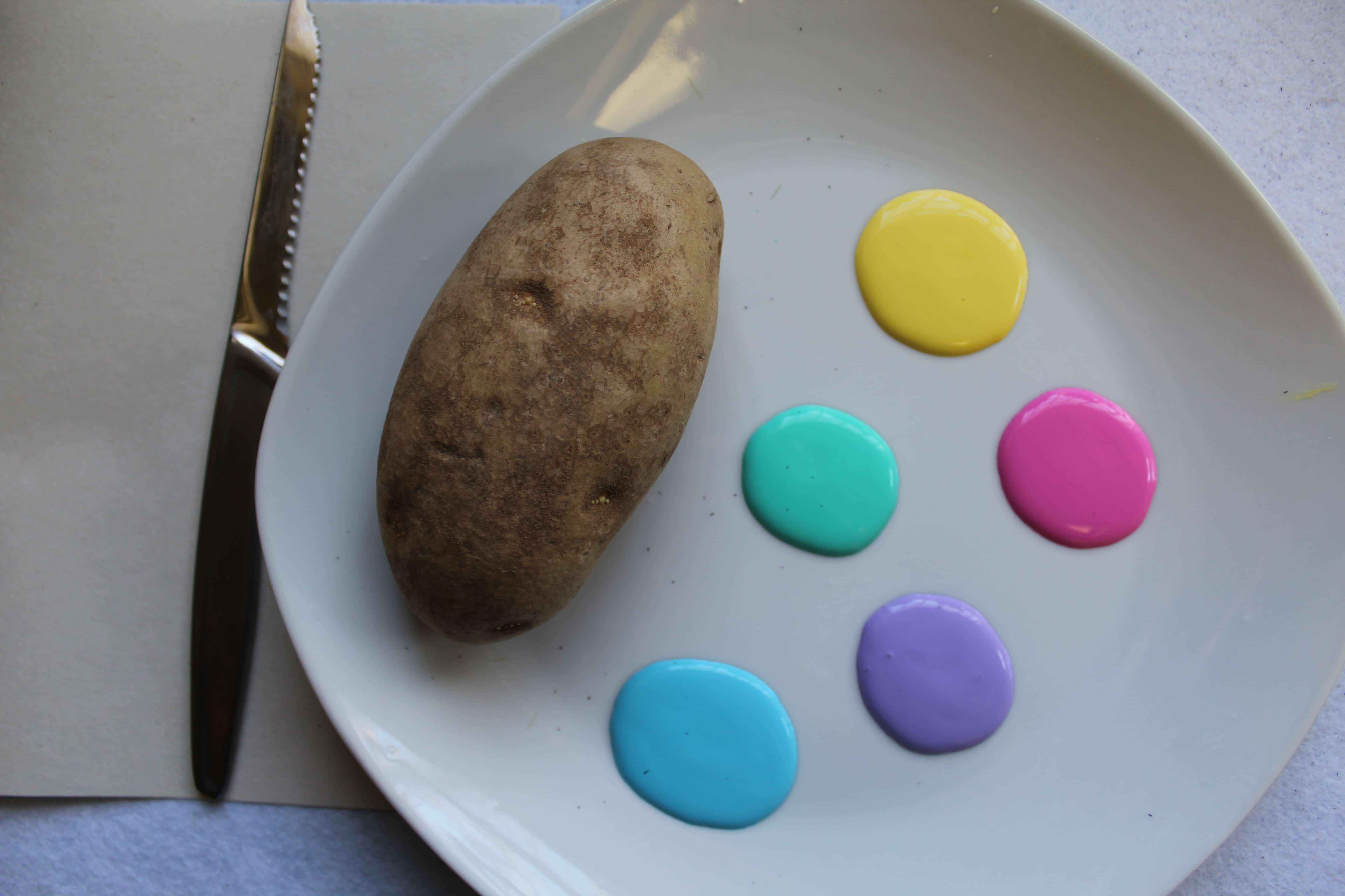 Handmade Potato Easter Egg Stamps Tutorial for Kids