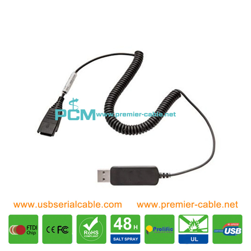 QD to USB Phone Headset Coild Phone