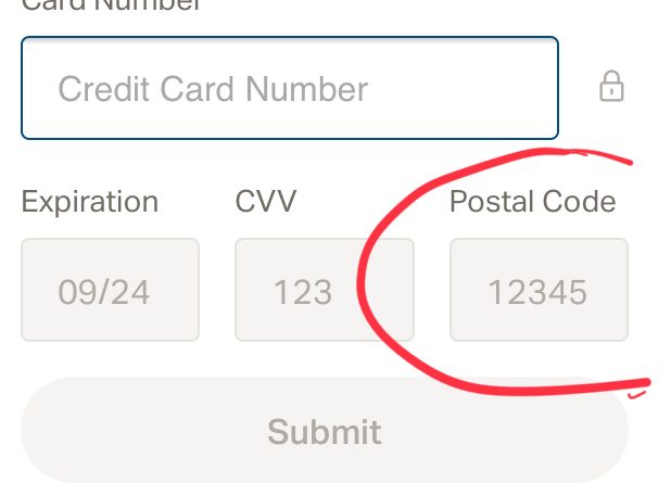 What Is The Credit Card Postal Code? Payment