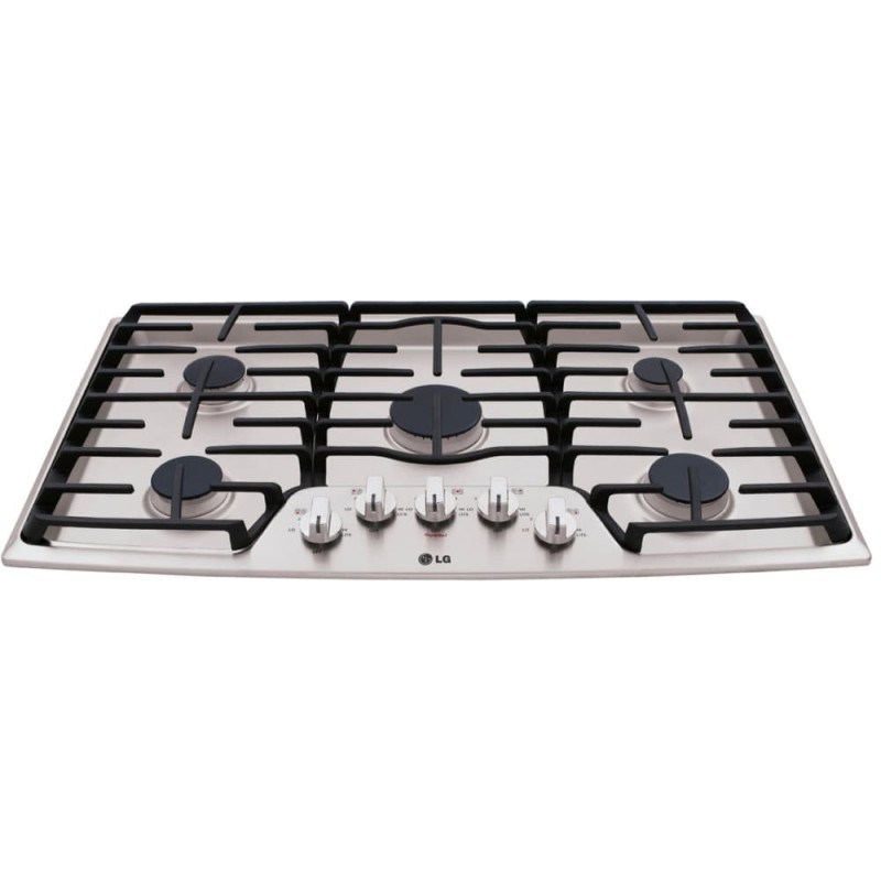 LG LCG3611ST 36 Inch Gas Cooktop with 5 Sealed Burners, Heavy Duty Cast