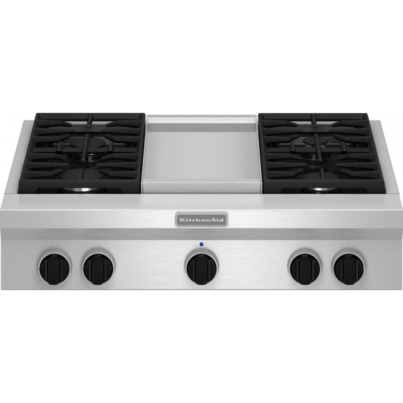 KitchenAid KGCU467VSS 36inch 6 Burner Gas Rangetop, Commercialstyle