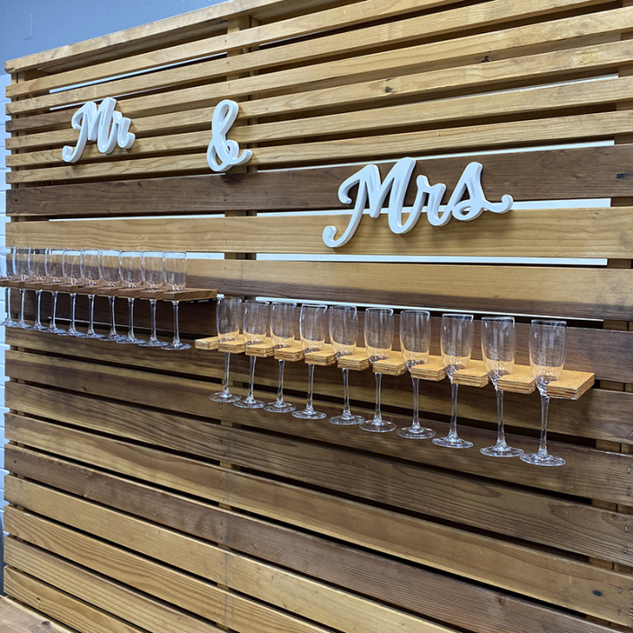 Wooden Champagne Wall Bar & Beverage Rentals Premiere Events
