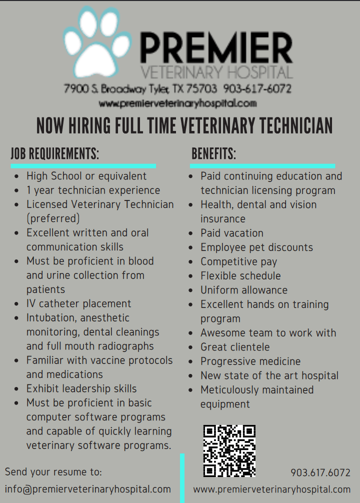 Careers Tyler Veterinarian Premier Veterinary Hospital