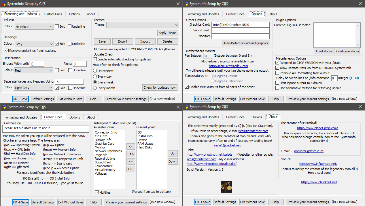 System info mIRC addons download PremiumChat.ro