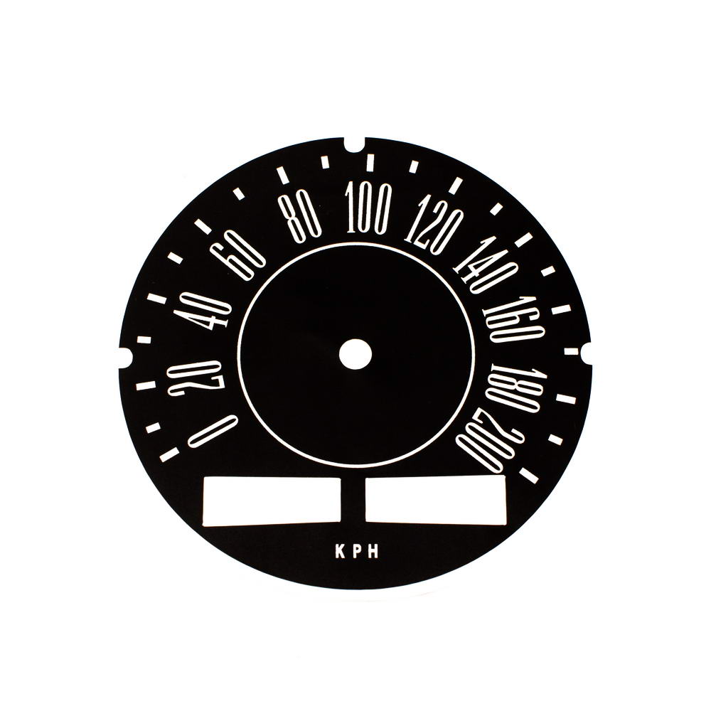 67 71 A Body Rallye Speedometer Face 200 KPH with trip odo METRIC