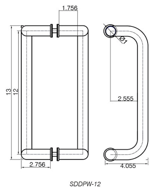 SDDPW112BS Rockwell 12" Offset Back to Back Tempered Glass Mount