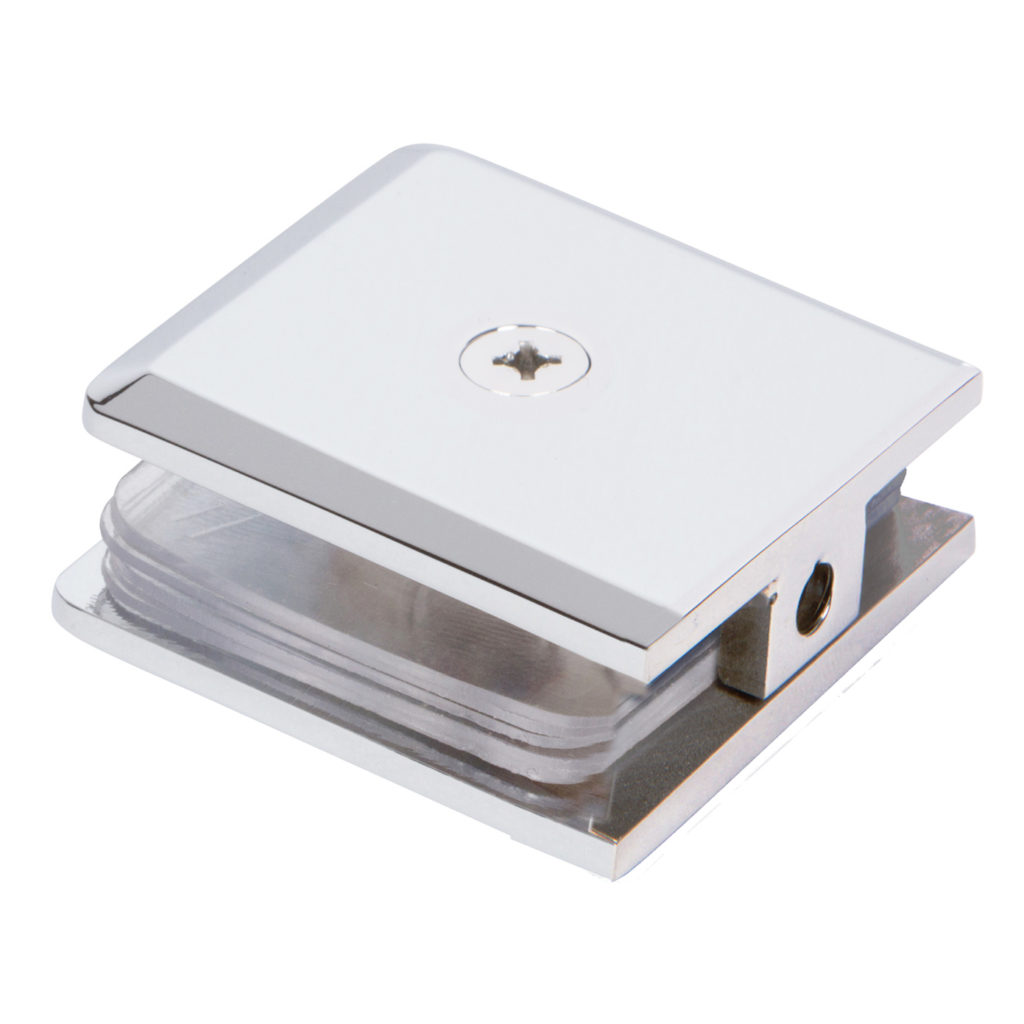 Beveled Wall Mount Shower Door Clamp in Chrome Finish