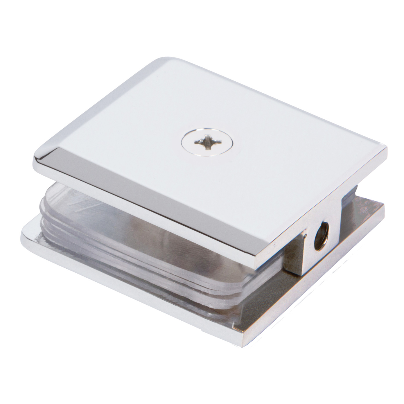 Beveled Wall Mount Shower Door Clamp in Chrome Finish