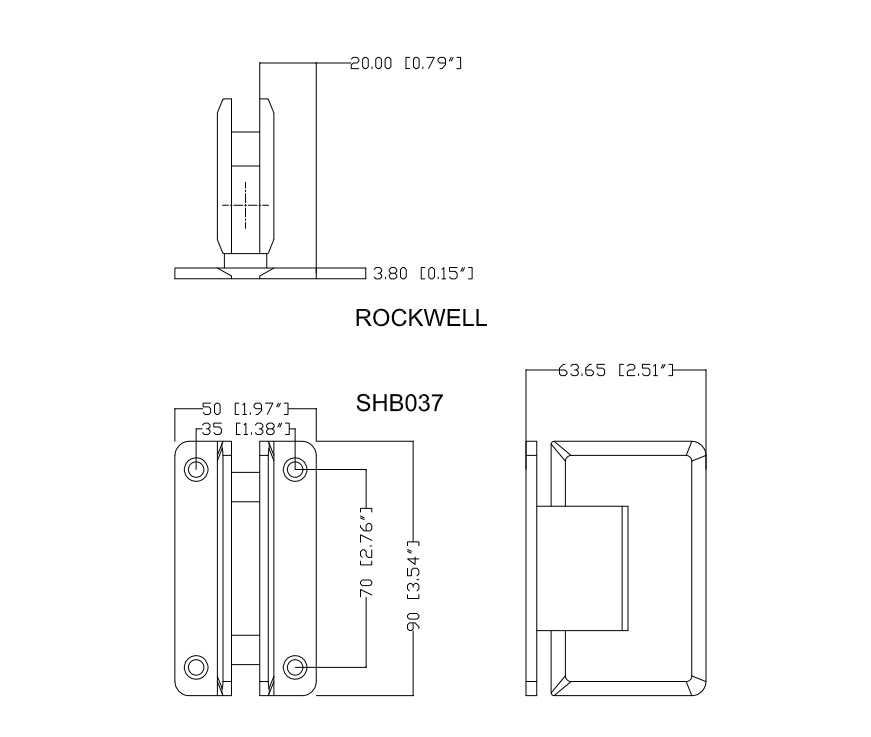SHB037LCP0C Wall to Glass Bevelled Shower Hinge in Chrome Finish for