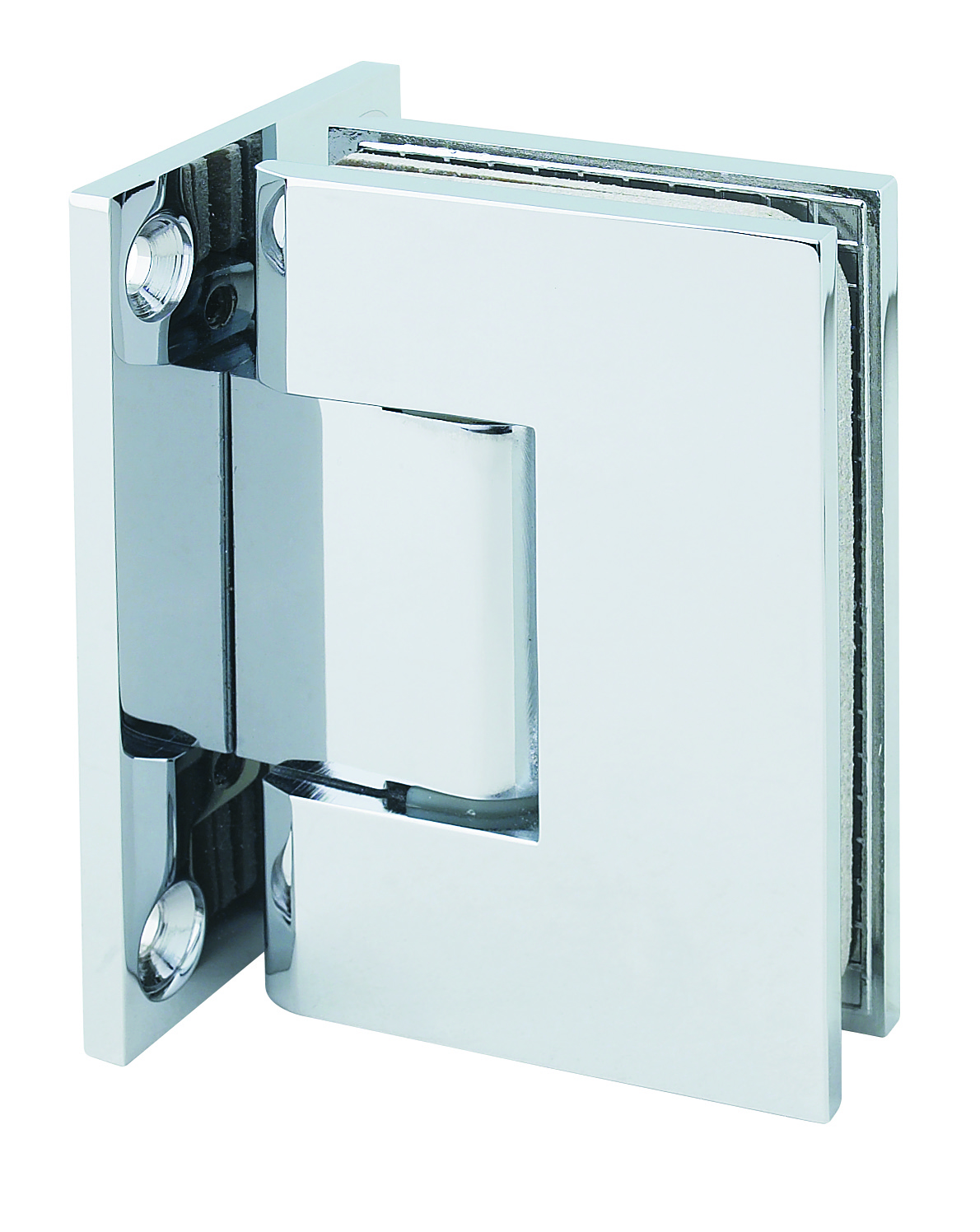 M237PC0C Rockwell Adjustable Square Corner Shower Hinge, Full Back Plate in Chrome Finish for