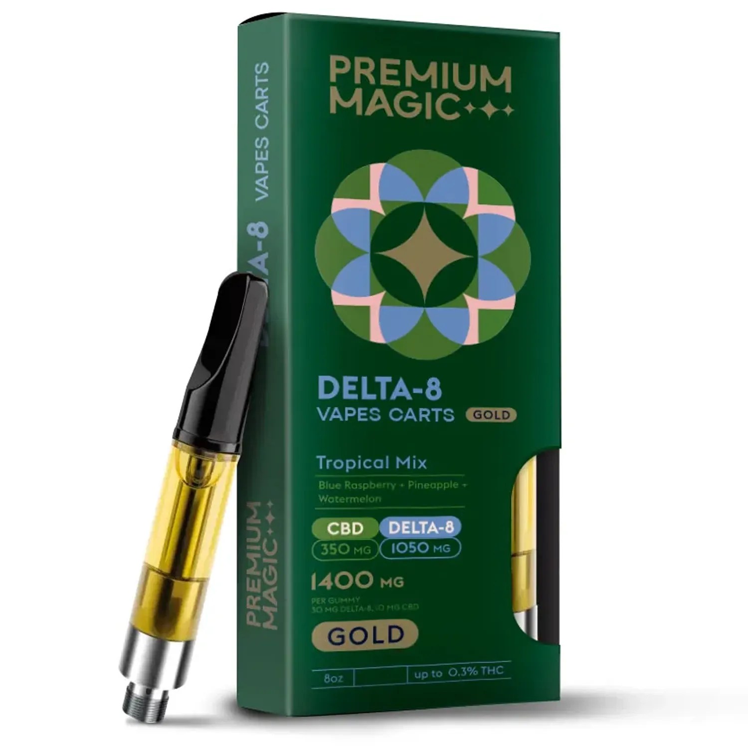 Delta8 Disposable Vape Gold Tropical Mix 1400mg Premium Magic CBD