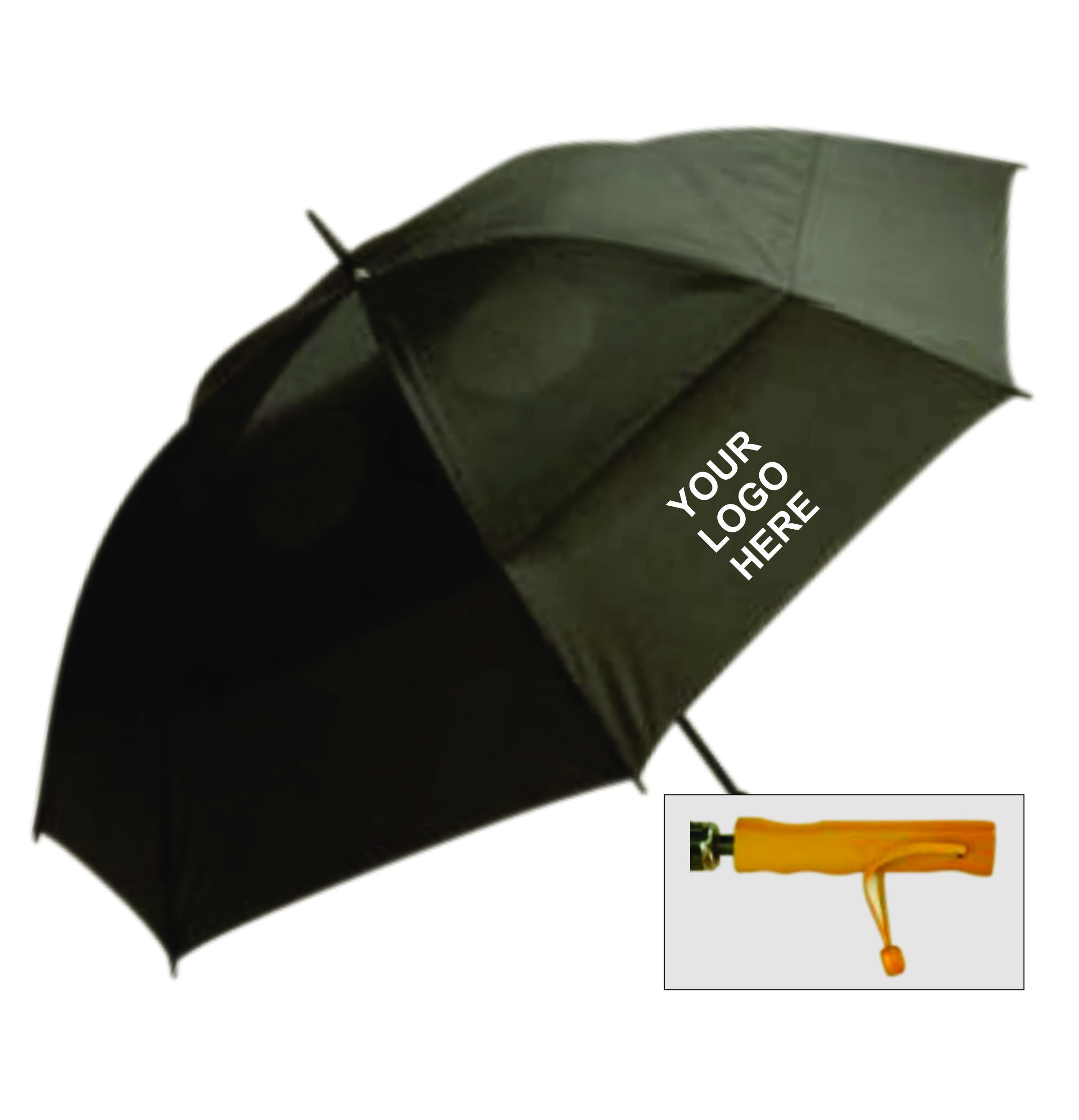 Black 60″ Vented Wood Handle Golf Umbrellas Premium Quality Umbrellas