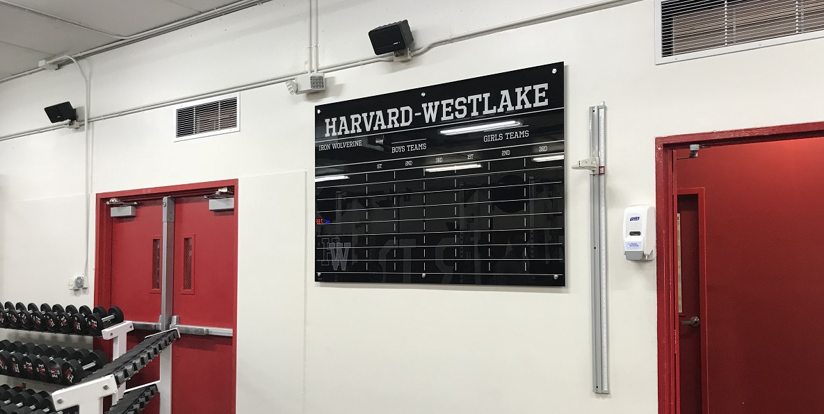 Record Board for the Harvard Westlake Weight Room in Studio