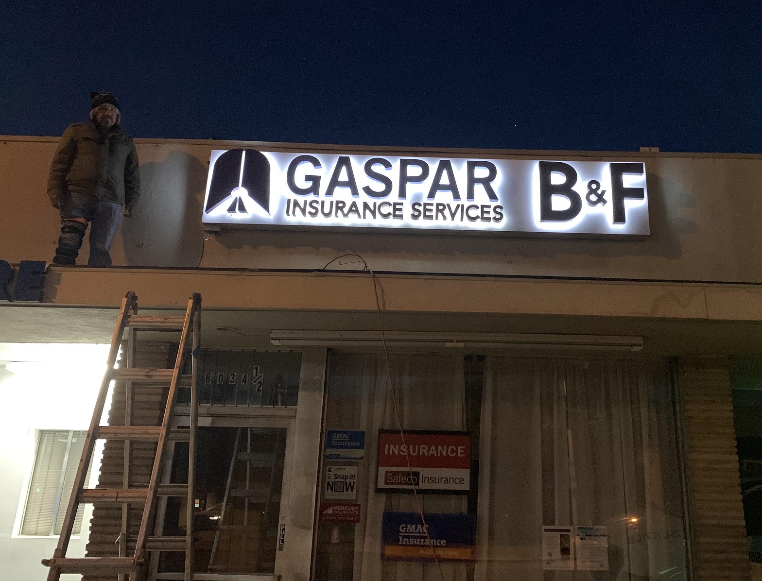 Gaspar Insurance Services / B&F Storefront Sign in Woodland Hills