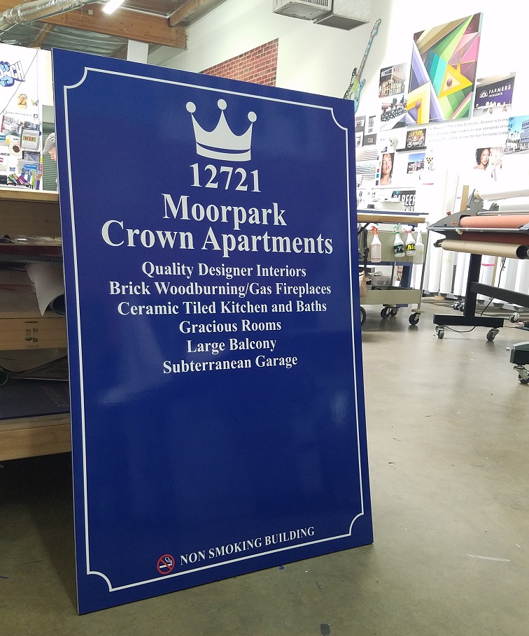 Double Sided Panel Sign for Crown Apartments in Studio City Premium