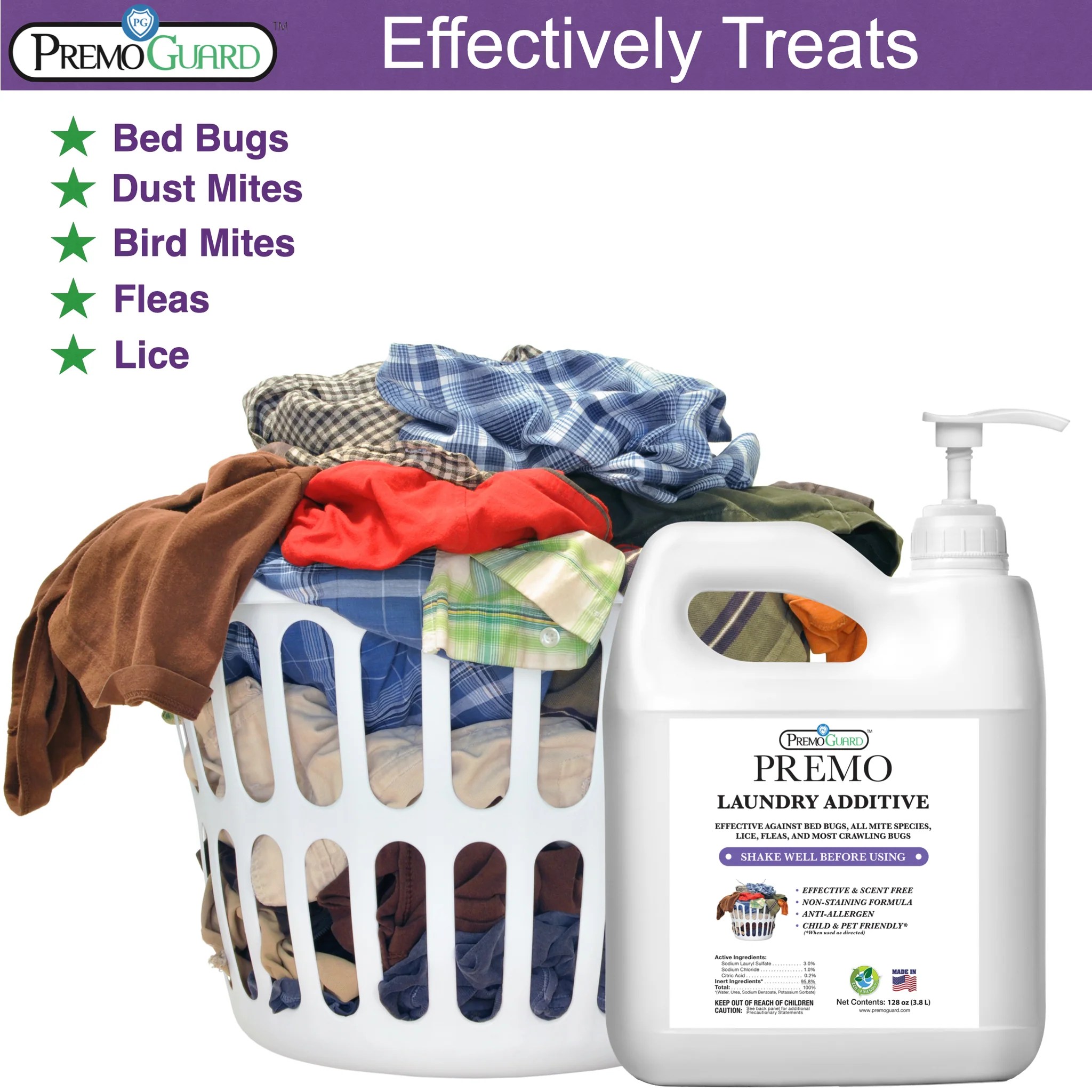 Bed Bug & Mite Killer Laundry Additive 128 oz All Natural Non Toxic
