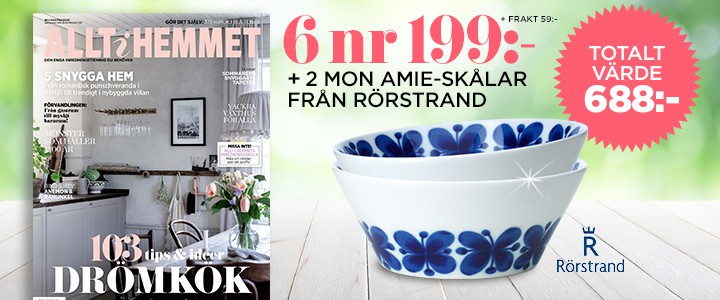 Allt i hemmet 6 nr + 2 Mon Amieskålar Prenumeration Online