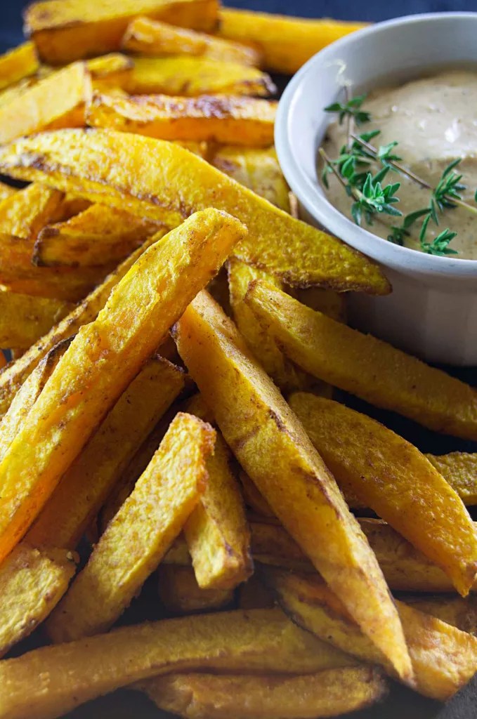 Crispy Seasoned Butternut Squash Fries Air Fryer Prepare and Serve