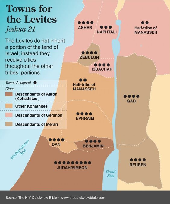 Division of the Promised Land to the 12 Tribes of Israel Map