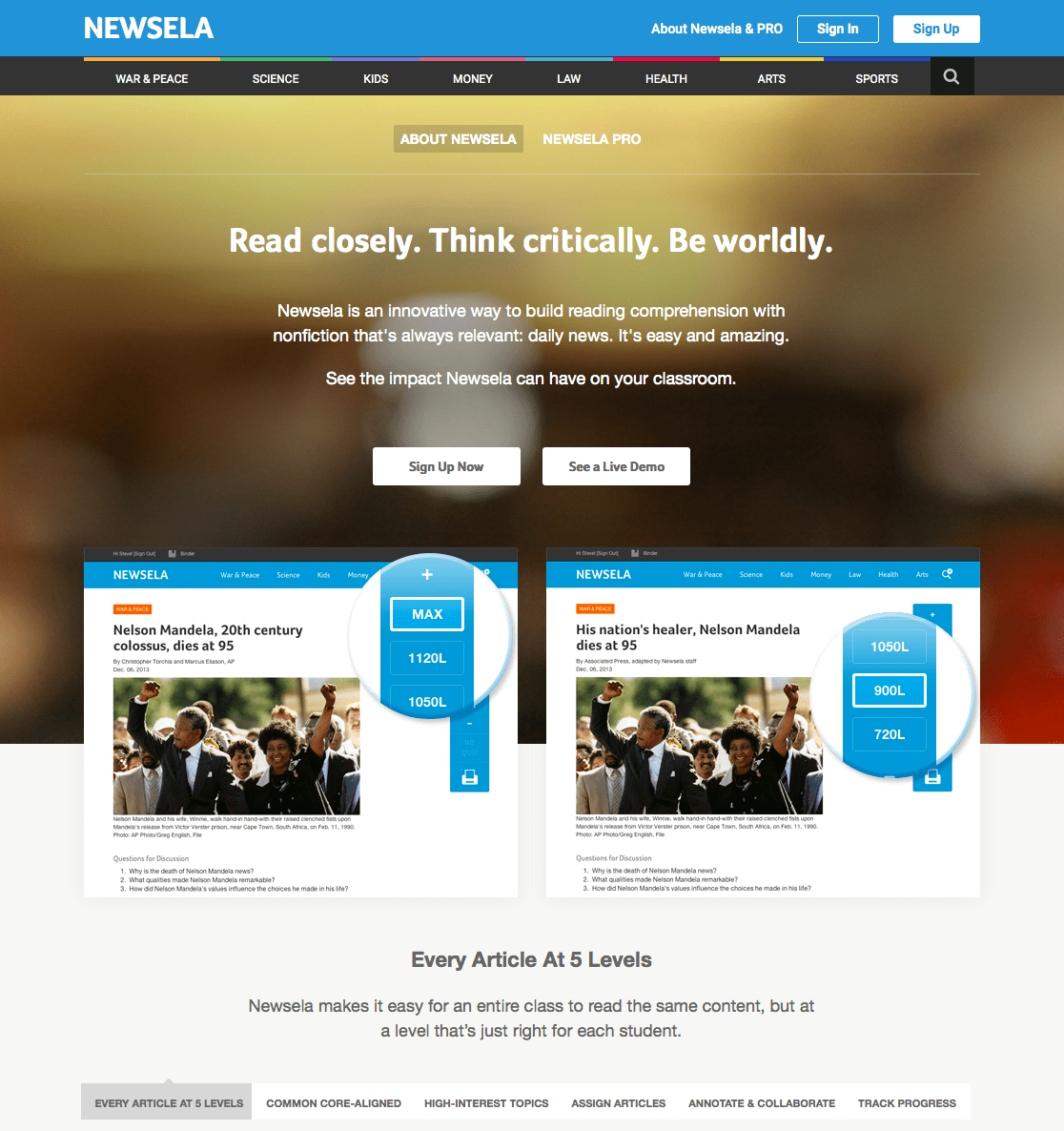 Newsela Critical nonfiction reading Using Technology in the Classroom