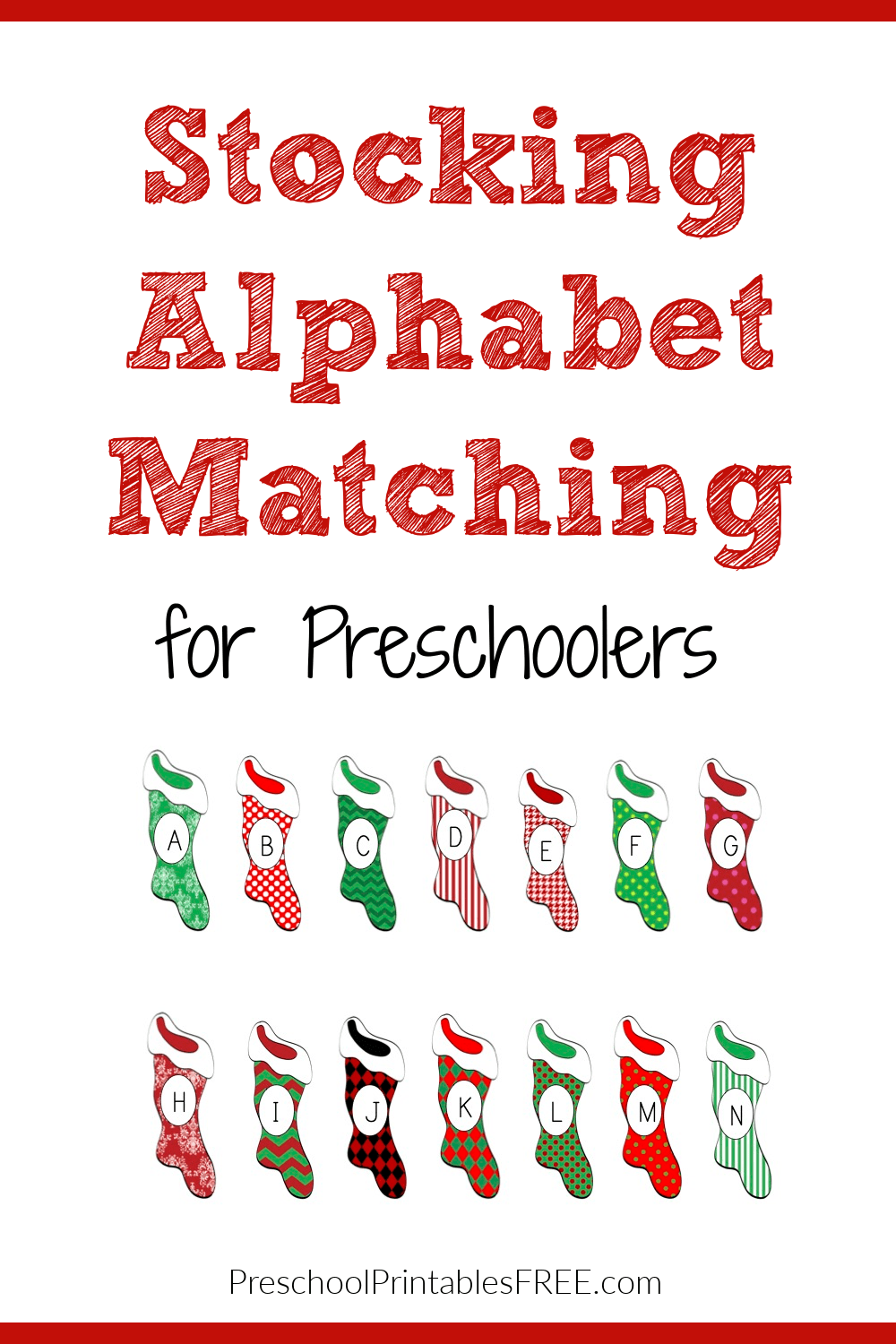 Christmas Stocking Alphabet Matching Free Preschool Printables