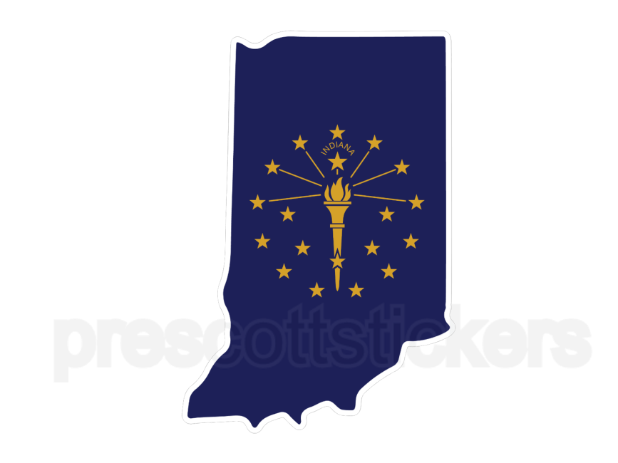 Indiana Flag State Outline Car Window Vinyl Laptop Sticker Decal