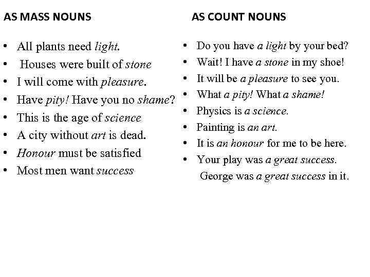 The noun Part 1 Classification Nouns may