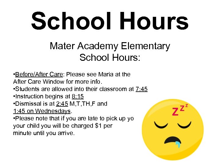 School Hours Mater Academy Elementary School Hours