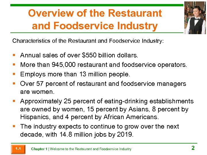 Chapter 1 to the Restaurant and Foodservice
