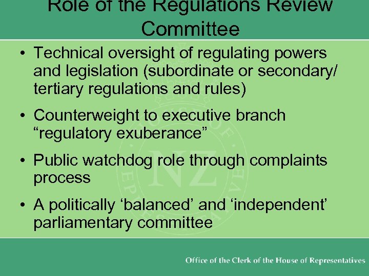 The Evolution of the New Zealand Regulations Review