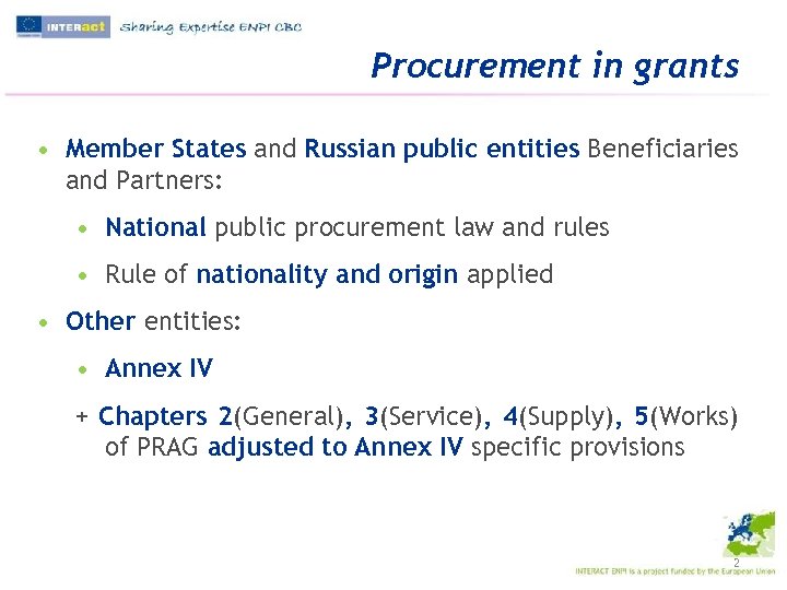 Procurement Overview and general rules Training for Auditors
