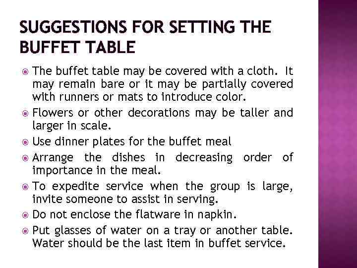 DIFFERENCE OF TABLE SERVICE STYLES The manner in
