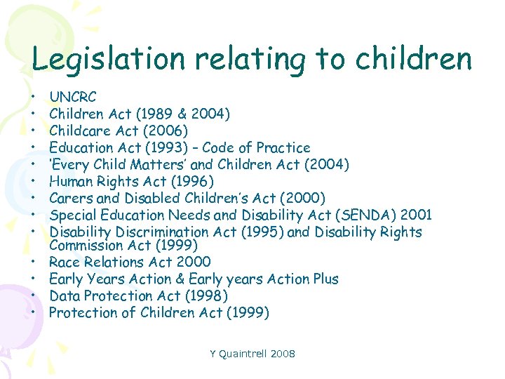 Children s Rights Legislation Y Quaintrell 2008 Legislation